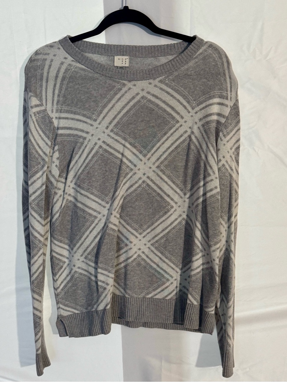a new day Gray Plaid Crewneck Sweater